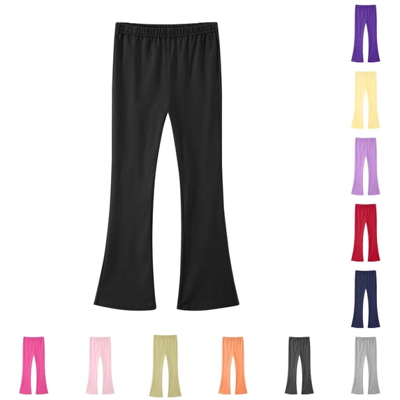 Weebloom Little Girls Leggings Kids High Waist Soft Stretch Casual Pants With Pockets Yoga Dance Pants Black 6-8 Years