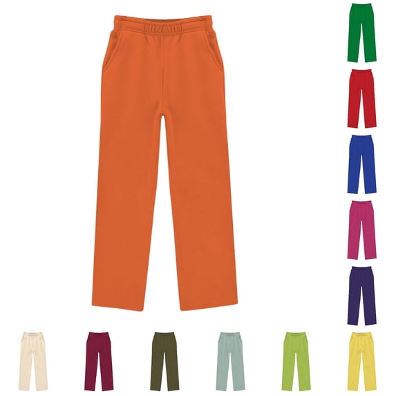 Weebloom Little Girls Wide Leg Pants Kids Stretch Soft Casual Pants With Elastic Waist Trousers Orange 5-6 Years