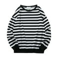 thumbnail image 1 of Weebloom Mens Sweatshirts Casual Pinstripe Long Sleeve Rib Sleeve Tops Crew Neck Blouse Sweatshirt for Men Black L, 1 of 7