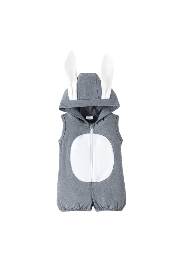 My First Easter Baby Boy Girl Outfit Cute Hooded Rabbit Ears Jumpsuit Girls Holiday Romper Grey 0-3 Months
