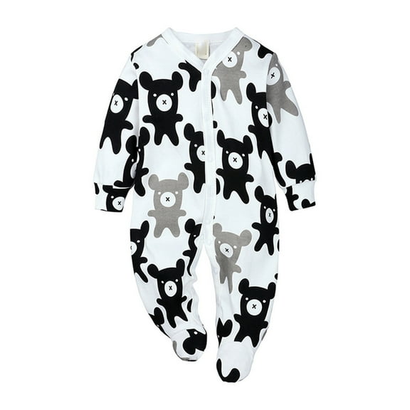 Weebloom Onesies Baby Boy Girl Long Sleeve Winter Cartoon Fashion Prints Jumpsuit Footed Pajamas Soft 3-6 Months