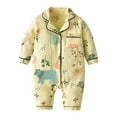 thumbnail image 1 of Weebloom Baby Loungewear Boy Girl Floral Animals Print Romper Button Up Footie Pj'S Jumpsuit Clothes Onesies,Light Yellow 6-12 Months, 1 of 3