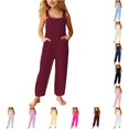 thumbnail image 1 of Weebloom Overalls For Little Girls Kids Jumpsuit Stylish And Casual Loose Fit Pants Overall With Pockets 7-8 Years, 1 of 5