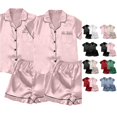 thumbnail image 1 of Weebloom Pajamas Women 2 Pack Pajamas Set Button Up Plus Size Casual Short Sleeve Tops And Shorts Home Wear Sleepwear Nightwear Pjs Loungewear Pink L, 1 of 4