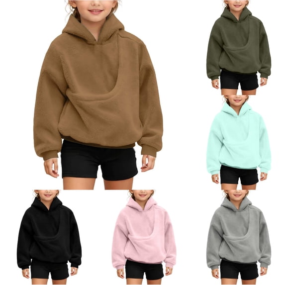 Weebloom Pet Pouch Hoodies For Kids Unisex Oversized Trendy Puppies Cats Shoulder Straps Pockets Long Sleeve Hooded Sweatshirts For Boys Girls Khaki 13-14 Years