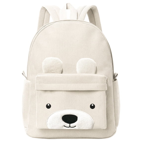 Weebloom School Backpack For Kids Boys Girls Corduroy Cartoon Backpack Cute Animal Bookbag Elementary Middle School Beige