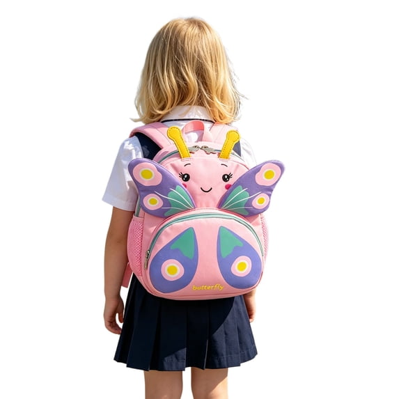 Weebloom School Backpack For Kids Girls Cute Adorable Butterfly Pattern Kindergarten Backpack Bookbag Preschool Elementary Pink