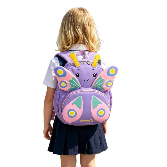 Weebloom School Backpack For Kids Girls Cute Adorable Butterfly Pattern Kindergarten Backpack Bookbag Preschool Elementary Purple