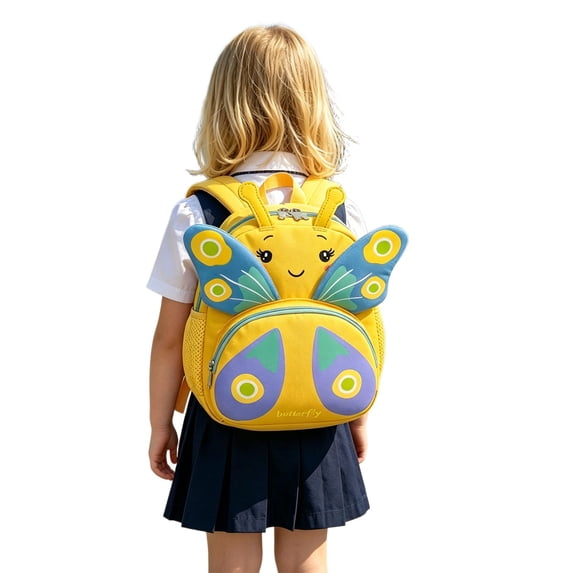 Weebloom School Backpack For Kids Girls Cute Adorable Butterfly Pattern Kindergarten Backpack Bookbag Preschool Elementary Yellow