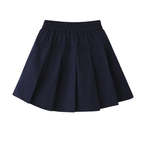 Weebloom School Uniform Skirts For Teen Girls Pleated Elastic Waist A Line Mini Skirt For Toddler Kids Navy 15-16 Years
