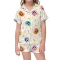thumbnail image 1 of Weebloom Soft Halloween Pajama Set For Little Girl Silk Satin Pumpkin Short Sleeve Button Up Shirts And Shorts Summer Fall 2 Piece Set Pjs Jammies, 1 of 4