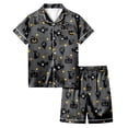 thumbnail image 1 of Weebloom Soft Halloween Pajama Set For Teen Girl Silk Satin Pumpkin Short Sleeve Button Up Tops And Shorts Summer Fall 2 Piece Set Pjs Sleepwear, 1 of 5