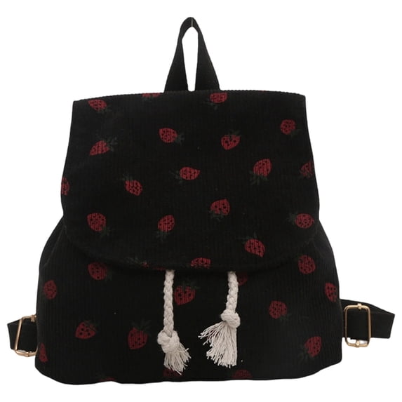 Weebloom Strawberry School Backpack For Kids Girls Elegant Large Capacity Casual Backpack For Fall Winter Versatile Daypack Bookbag Elementary Middle School Black