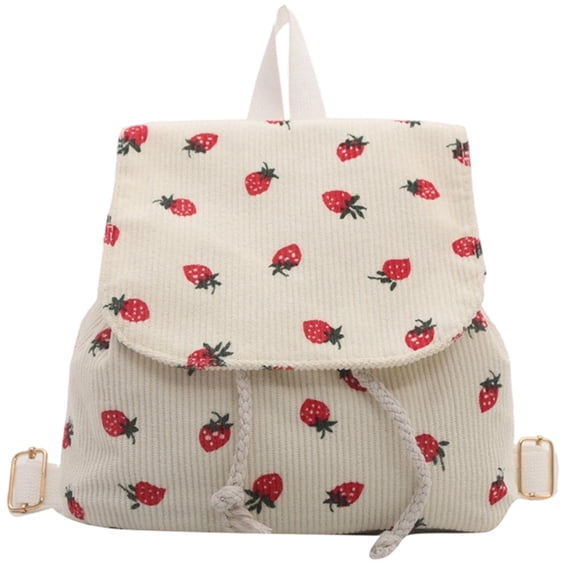 Weebloom Strawberry School Backpack For Kids Girls Elegant Large Capacity Casual Backpack For Fall Winter Versatile Daypack Bookbag Elementary Middle School White
