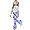 thumbnail image 1 of Weebloom Summer Outfits For Teen Girls Short Sleeve Patriotic Stylish Casual Jumpsuit With Bow Print Flared Leg Pants Kids Playwear Outfit Youth Girl Clothes Set Size 13-14 Years Light Blue, 1 of 5