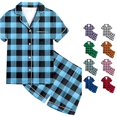 thumbnail image 1 of Weebloom Summer Pajamas For Toddler Girls Kids Boys Pattern Printed Short Sleeve Button Down Pajamas Shorts Set Outfits Sleepwear Nightwear Pjs Loungewear Sky Blue 2-3 Years, 1 of 4