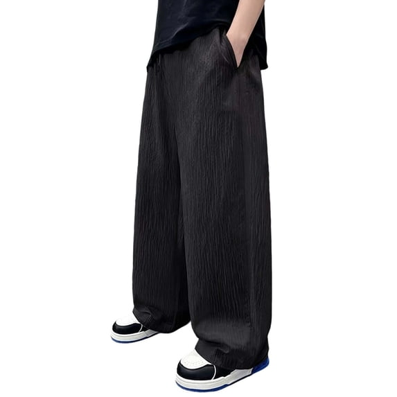 Weebloom Summer Pants For Little Boys Wide Leg Casual Loose Fit Straight Leg Pants Lightweight Breathable Trousers For Outdoor Play Black 6-7 Years