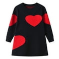 thumbnail image 1 of Weebloom Sweaters for Teen Girls Stylish Kids Heart Pattern Knit Dress Suitable Daily Wear Casual Outings Cozy Dress Ages 4-14 Sweater 8-10 Years Black, 1 of 3