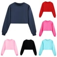 thumbnail image 1 of Weebloom Sweatshirts For Toddler Girls Kids Boys Child Long Sleeve Solid Sport Sweatshirt Pullover Tops Navy 4-5 Years, 1 of 5