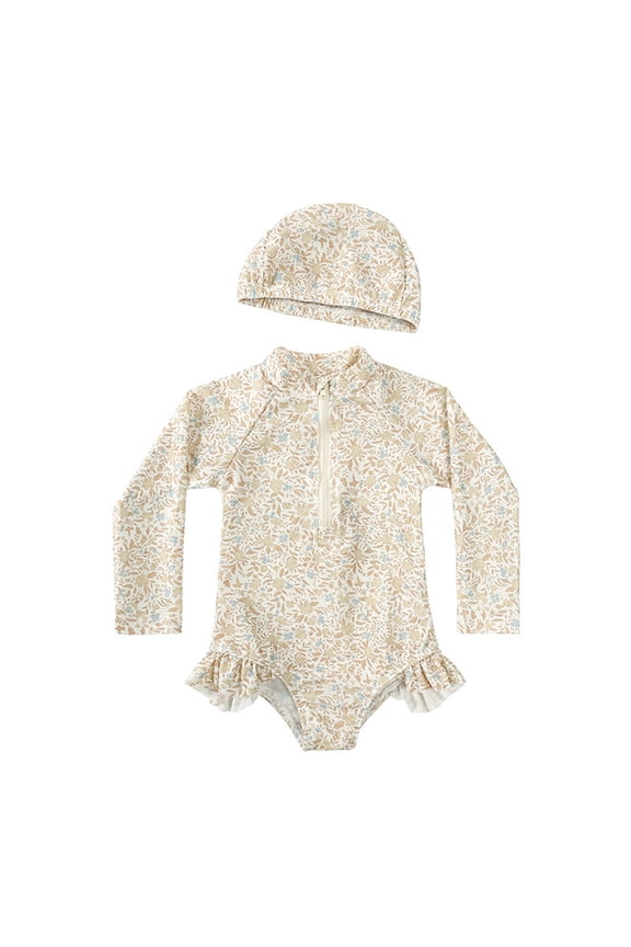 Swimsuit For Girls Rash Guard Summer Adorable Long Sleeve Ages 3 To 8 Days Family Vacations Bathing Suits Girl Swimwear For Beach Pool 6-7 Years