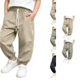 thumbnail image 1 of Weebloom Teen Boy Summer Pants Wide Leg Lightweight Toddlers Kids Breathable Outdoor Sports Trousers For Warm Weather Black 11-12 Years, 1 of 9