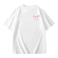 thumbnail image 1 of Weebloom Girl Shirts Girls Bow Casual Short Sleeve T Shirt Round Neck Printed Top Everyday Wear School Stretch Tops 3-13 Years Tshirts 8-9 Years, 1 of 6