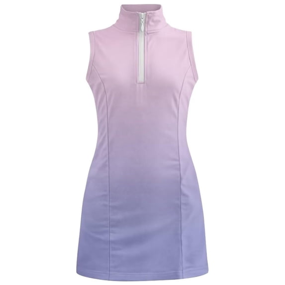 Weebloom Teen Girls Golf Tennis Dress Zip Up Stand Collar Tie Dye Casual Quick Dry Athletic Dress Girls' Dresses Purple 10-11 Years