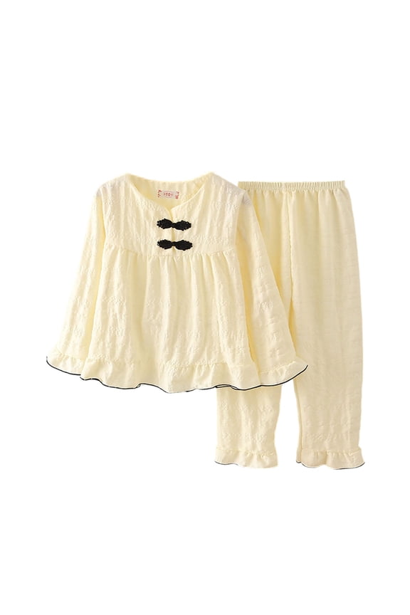 Girls Outfits Long Sleeve Soft Cloud Two Piece Sleepwear Cute Outfit Toddler Kids Girl Clothes Set Size 5-6 Years Yellow