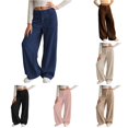 thumbnail image 1 of Weebloom Teen Girls Wide Leg Pants Kids Corduroy Button Front Zipper Straight Pants With Pockets For Youth Trousers Navy 13-14 Years, 1 of 7