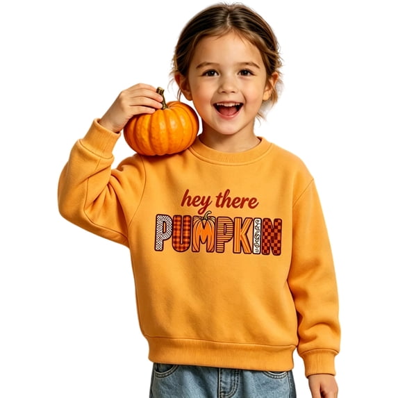 Weebloom Thanksgiving Crew Neck Sweatshirts Kids Pumpkin Pullover Fall Winter Tops Boy Girl Holiday Sweatshirts Yellow