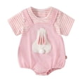 thumbnail image 1 of Weebloom Toddler Baby Boy Girl Easter Day Outfit Long Sleeve Cartoon Rabbit Embroider Pullover Sweatshirt Bodysuits Girls Holiday Romper Outfits Light Pink 3-6 Months, 1 of 8