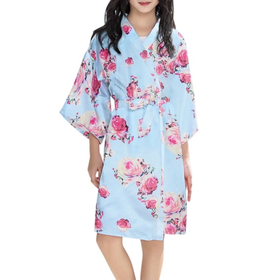 Weebloom Toddler Baby Girl Sleepwear,Kid Bathrobe Clothes Print Kimono Coat Robes Children Coat Jacket Cute Pajamas,5-7 Years