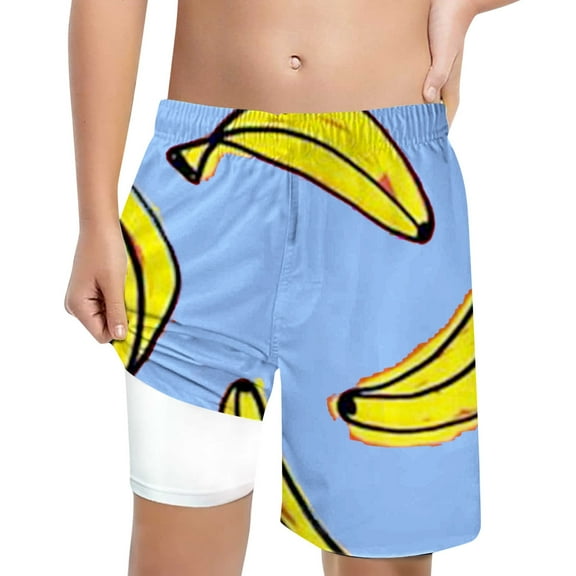 Weebloom Toddler Baby Swimsuit Boy Swim Trunks Printed Swimming Shorts With Lace Up High Waisted Loose Casual Shorts Swimwear Beachwear Breathable 10-12 Years