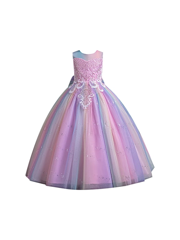 Toddler Girl Dresses Sleeveless Sequin Bridesmaid Long Dress Wedding Party Pageant Birthday Dress Formal Gown Elegant Pink 3 Y
