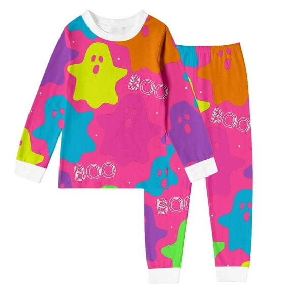 Weebloom Toddler Girl Halloween Pajamas Boys Long Sleeve With Diy Print Comfortable Wear 2-10 Years Nightwear Girls Sleepwear 2-3 Years Pink