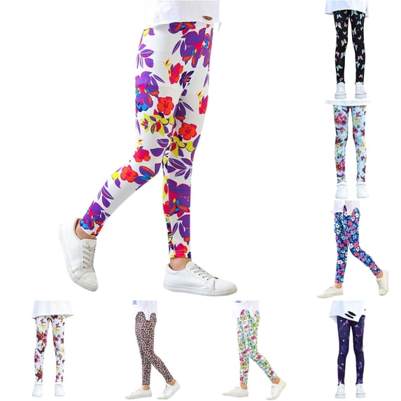 Weebloom Toddler Girl Leggings Kids Ankle Length Printing Flower Classic Stretch Pants Yoga Dance Pants Yellow 3-4 Years