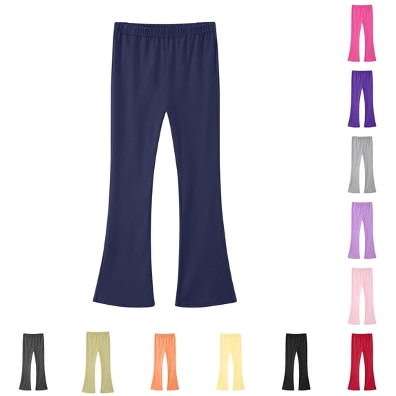 Weebloom Toddler Girl Leggings Kids High Waist Soft Stretch Casual Pants With Pockets Yoga Dance Pants Navy 4-5 Years