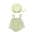 thumbnail image 1 of Weebloom Toddler Girl Outfits Clothes Lace Jumpsuit Ruffles Sleeveless Bodysuit Sunsuit Set Girls Romper 6-9 Months, 1 of 4