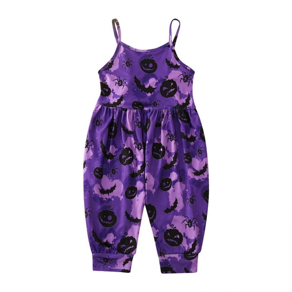 Weebloom Toddler Girl Romper Halloween Outfits Strap Pumpkin Kids Jumpsuit Cartoon Romper Jumpsuit Dailywear,2-3 Years