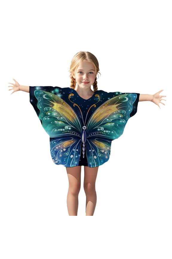 Toddler Girl Swim Cover Up Butterfly Mesh Sun Shield Beach Cover Up For Kids Lightweight Swimwear Sun Tunic Dress Bathing Suit Swimsuit For Girls Navy 2-3 Years