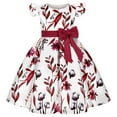 thumbnail image 1 of Weebloom Toddler Girls Dresses Pleated Flutter Sleeve Spring Summer Floral Ruffle Dress Wedding Party Pageant Birthday Dress Red 4-5 Years, 1 of 6