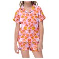 thumbnail image 1 of Weebloom Toddler Girls Halloween Pajamas Pumpkin Short Sleeve Button Up Tops And Shorts Summer Fall 2 Piece Set Pjs Loungewear, 1 of 6