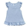 thumbnail image 1 of Weebloom Toddler Girls T-Shirts Linen Baby Kids Solid Tops Cotton Clothes Sleeve Fly Color Blouse Ruffle Tops Tees Shirts 1-5 Years, 1 of 3