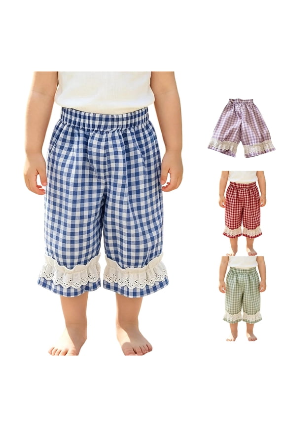 Toddler Little Girls Summer Casual Pants Floral Print Pants Lightweight Loose Fit Trousers For Kids Blue 5-6 Years