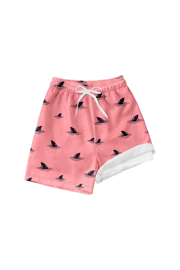 Toddler Swim Trunks Boys With Compression Liner Cartoon Print Big Kids Youth Summer Swimming Ocean Swimwear Bathing Suit Swimsuit Little Boys Swim Shorts For Beach Pool 7-8 Years