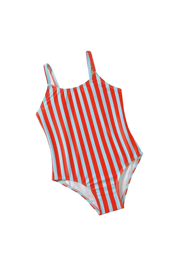 Toddler Swimsuit Girl Floral Print One Piece Upf 50 Sun Bathing With Ruffle Skirt Soft Swimwear Red Size 3-4 Years