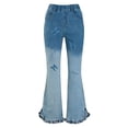 thumbnail image 1 of Weebloom Toddler Girls Flared Jeans Stretch Flare Jeans High Waist Bootcut Pants Teenagers Juniors With Ankle Drag Streetwear Denim Pants 7-8 Years, 1 of 8