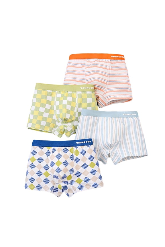 Underwear For Toddler Boys 4 Pack Boxer Briefs Cute Cartoon Graphic Soft Breathable Underpants Multipack Sky Blue 3-4 Years
