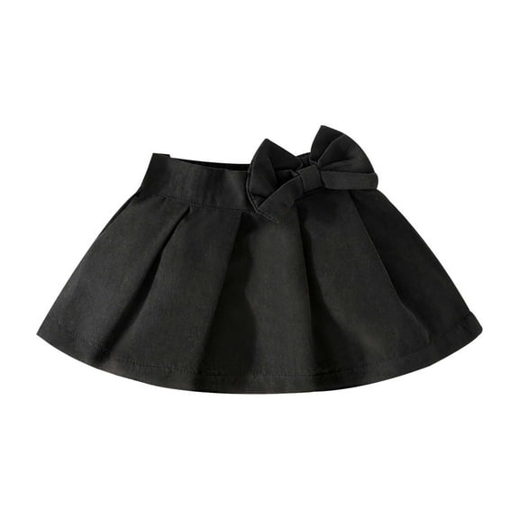 Weebloom Uniform Skirts for Girls Bow Pleated Skirt Fashion All Matching Baby Children Outwear Gift Girls Skirts Black 9-12 Months