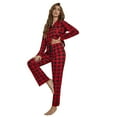 thumbnail image 1 of Weebloom Womens Christmas Pajamas Plaid Sets Long Sleeve Button Down Soft Sets Pj'S Pajama Red Xl, 1 of 6